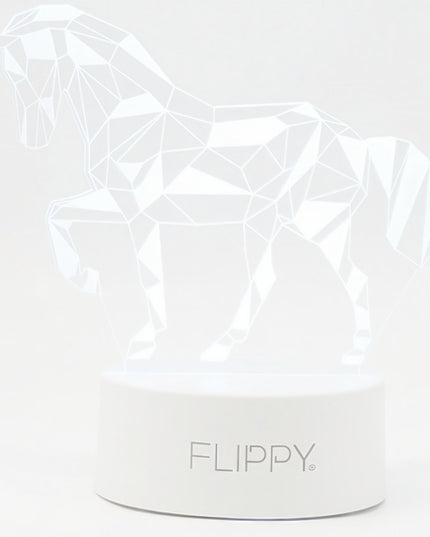 Lampa LED decorativa, 3D, Cal, cu telecomanda, doua moduri de alimentare USB si baterii, inaltime, din material acril si lumina multicolora