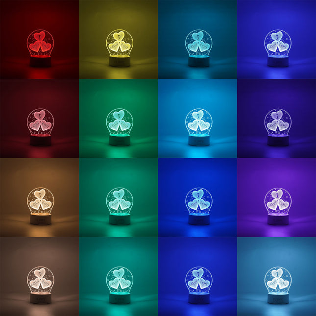 Lampa LED decorativa, 3D, cu text "I love you", doua moduri de alimentare USB si baterii, inaltime, din material acril si lumina multicolora