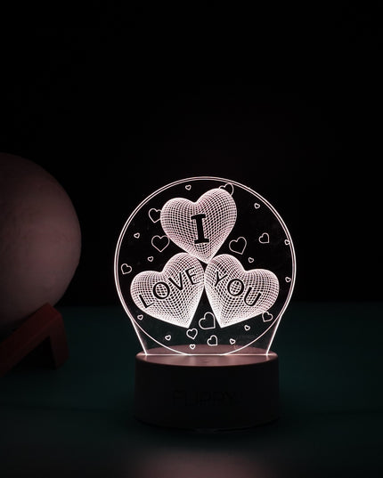 Lampa LED decorativa, 3D, cu text "I love you", doua moduri de alimentare USB si baterii, inaltime, din material acril si lumina multicolora
