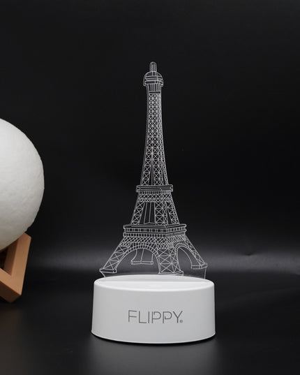 Lampa LED decorativa, 3D, Turnul Eiffel, din material acril si lumina multicolora