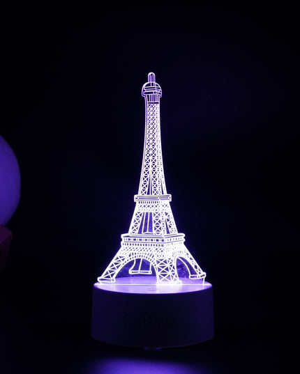 Lampa LED decorativa, 3D, Turnul Eiffel, din material acril si lumina multicolora