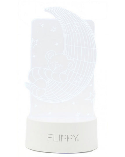 Lampa LED decorativa, 3D, Ursulet si Semiluna, cu telecomanda, doua moduri de alimentare USB si baterii, inaltime, din material acril si lumina multicolora