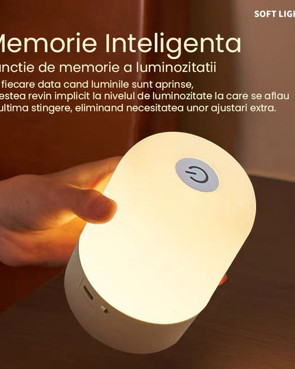 Lampa LED Reincarcabila, Control tactil, Lumina in 3 culori albe, Lampa pentru Dormitor, 16 Culori RGB, Lumina de Noapte in Camera Copiilor, 11 x 8 x 8 cm