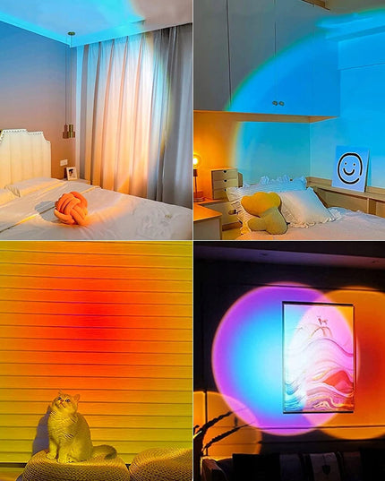 Lampa LED tip Proiector cu 16 culori, Rotire 360 de Grade, Incarcare USB, cu Telecomanda, Intrerupator, pentru Podea, Tavan, Perete