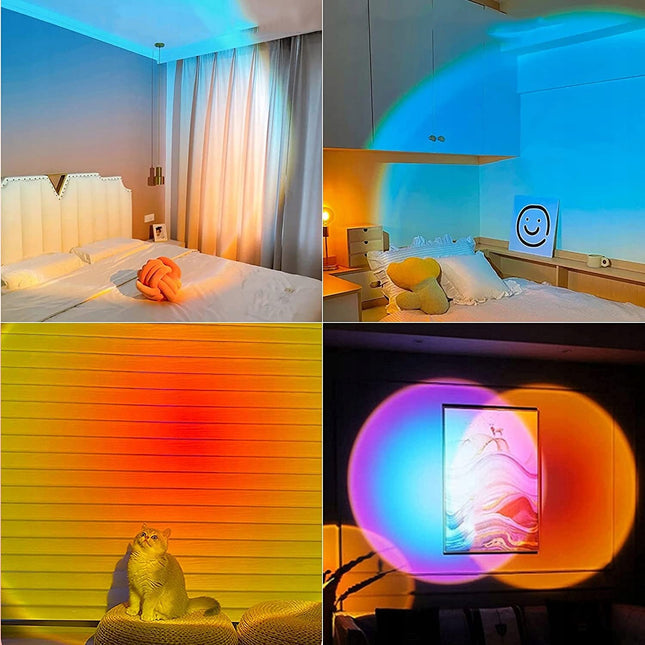 Lampa LED tip Proiector cu 16 culori, Rotire 360 de Grade, Incarcare USB, cu Telecomanda, Intrerupator, pentru Podea, Tavan, Perete