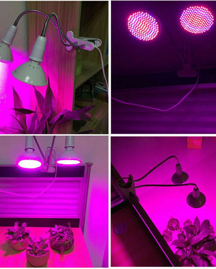 Lampa pentru cresterea plantelor de interior, cap dublu, nu emana caldura, 290 leduri, 2 culori , prindere cu clips