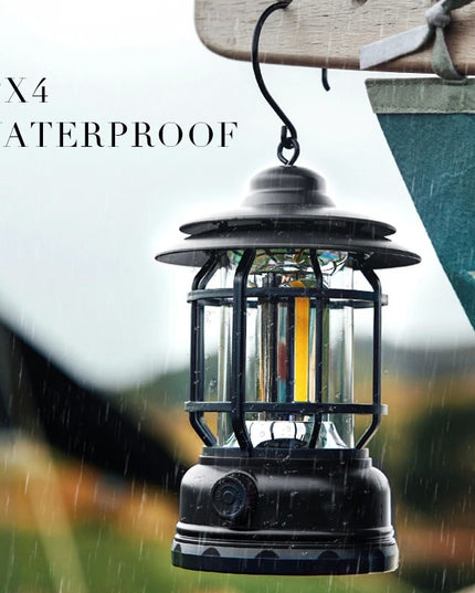 Lampa portabila camping, Felinar Vintage cu carlig, ABS, Iluminare 21 COB LED, Intensitate reglabila, 5W