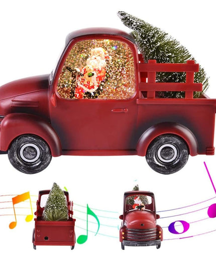 Decoratiune Craciun, Tip Masina, Figurine Mos Craciun cu Bradul, 3 Moduri, Functie Muzicala, Zapada in Miscare, Functioneaza Cu Baterii ( 3 x AA neincluse), Cablu USB (Inclus), Model