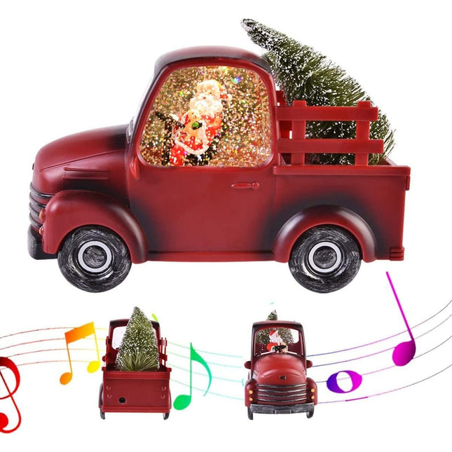 Decoratiune Craciun, Tip Masina, Figurine Mos Craciun cu Bradul, 3 Moduri, Functie Muzicala, Zapada in Miscare, Functioneaza Cu Baterii ( 3 x AA neincluse), Cablu USB (Inclus), Model