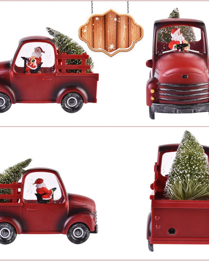 Decoratiune Craciun, Tip Masina, Figurine Mos Craciun cu Bradul, 3 Moduri, Functie Muzicala, Zapada in Miscare, Functioneaza Cu Baterii ( 3 x AA neincluse), Cablu USB (Inclus), Model