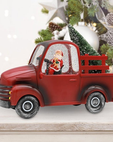 Decoratiune Craciun, Tip Masina, Figurine Mos Craciun cu Bradul, 3 Moduri, Functie Muzicala, Zapada in Miscare, Functioneaza Cu Baterii ( 3 x AA neincluse), Cablu USB (Inclus), Model