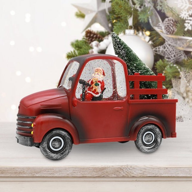 Decoratiune Craciun, Tip Masina, Figurine Mos Craciun cu Bradul, 3 Moduri, Functie Muzicala, Zapada in Miscare, Functioneaza Cu Baterii ( 3 x AA neincluse), Cablu USB (Inclus), Model