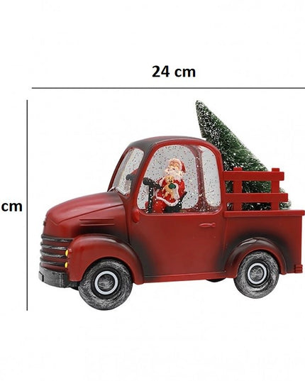 Decoratiune Craciun, Tip Masina, Figurine Mos Craciun cu Bradul, 3 Moduri, Functie Muzicala, Zapada in Miscare, Functioneaza Cu Baterii ( 3 x AA neincluse), Cablu USB (Inclus), Model