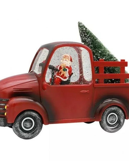 Decoratiune Craciun, Tip Masina, Figurine Mos Craciun cu Bradul, 3 Moduri, Functie Muzicala, Zapada in Miscare, Functioneaza Cu Baterii ( 3 x AA neincluse), Cablu USB (Inclus), Model