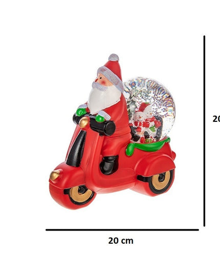 Decoratiune Craciun, Tip Motocicleta, Glob , Figurine Mos Craciun, 3 Moduri, Functie Muzicala, Zapada in Miscare, Functioneaza Cu Baterii ( 3 x AAA neincluse), Cablu USB (Inclus), Model