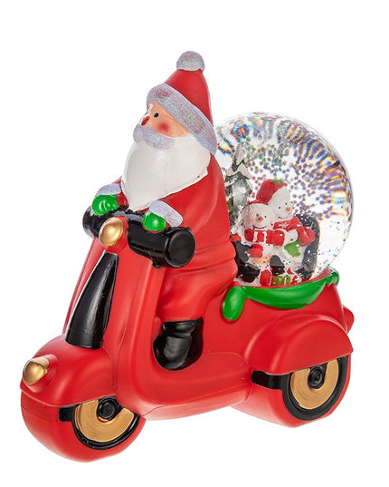 Decoratiune Craciun, Tip Motocicleta, Glob , Figurine Mos Craciun, 3 Moduri, Functie Muzicala, Zapada in Miscare, Functioneaza Cu Baterii ( 3 x AAA neincluse), Cablu USB (Inclus), Model