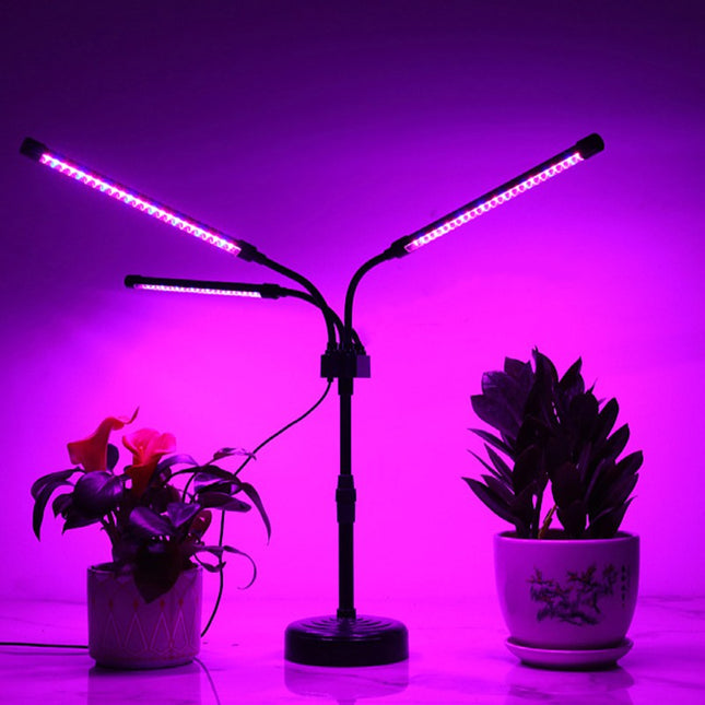 Lampa UV pentru cresterea plantelor, Alimentare cu USB, 15W, 3 capete, 72 LED-uri, 9 nivele lumina, Timer, Inaltime Ajustabila pana la Lumina