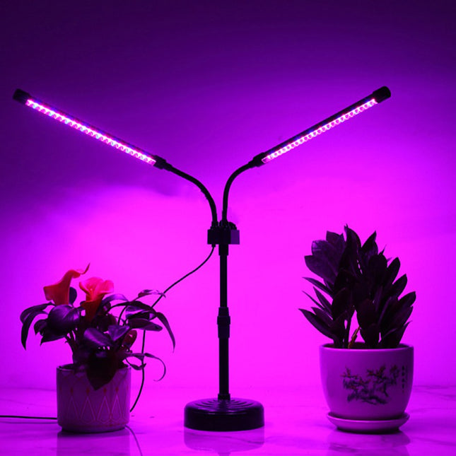 Lampa UV pentru cresterea plantelor, Alimentare cu USB, 10W, 2 capete, 48 LED-uri, 9 nivele lumina, Timer, Inaltime Ajustabila pana la Lumina
