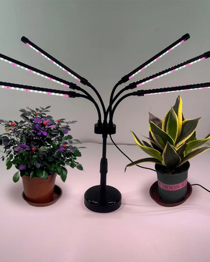 Lampa UV pentru cresterea plantelor, conectare la retea, 30W, 6 capete, 108 LED-uri, ajustabila pana la , Lumina