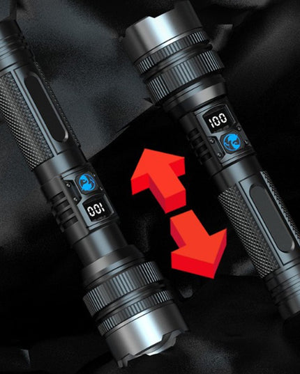 Lanterna LED Lumina Alba, Lanterna cu Zoom Telescopic, Baterie externa, din Aluminiu + ABS, 1800 mAh