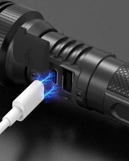 Lanterna LED Lumina Alba, Lanterna cu Zoom Telescopic, Baterie externa, din Aluminiu + ABS, 1800 mAh