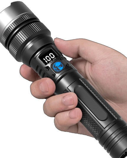 Lanterna LED Lumina Alba, Lanterna cu Zoom Telescopic, Baterie externa, din Aluminiu + ABS, 1800 mAh