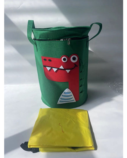 de Depozitare 2In1, Impermeabila, Covor pentru Jucarii si Lego , Capacitate Mare, cu Manere, cu Sfori, Inaltime , Model Crocodil