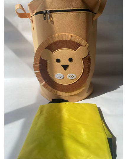 de Depozitare 2In1, Impermeabila, Covor pentru Jucarii si Lego , Capacitate Mare, cu Manere, cu Sfori, Inaltime , Model Leu