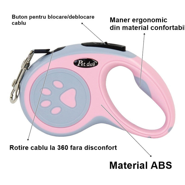 Lesa Automata Retractabila, pentru Caini,20 kg, ABS/Nylon