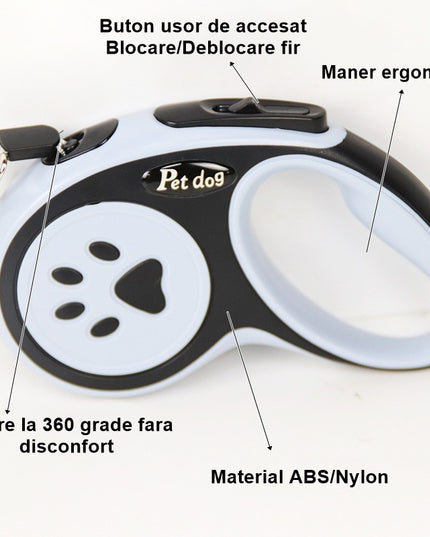 Lesa Automata Retractabila, pentru Caini,20 kg, ABS