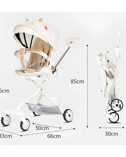 Carucior Sport 3in1, 6-36 Luni, Reversibil, Pliabil, Tavita pentru Masa, Pozitie de Somn, Centura de Siguranta, Roti 360, Suport Pahar, Copertina pentru Soare