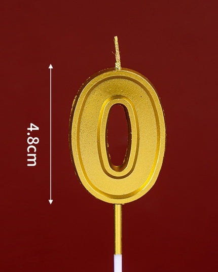 Lumanare pentru Tort Cifra 0, 4.8 cm, Aniversare, Aurie