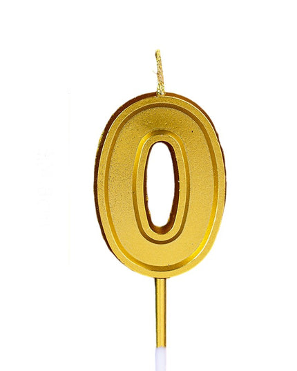 Lumanare pentru Tort Cifra 0, 4.8 cm, Aniversare, Aurie