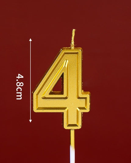 Lumanare pentru Tort Cifra 4, 4.8 cm, Anivesare, Aurie