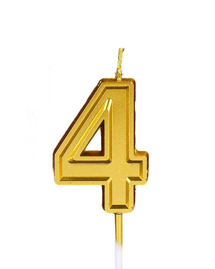 Lumanare pentru Tort Cifra 4, 4.8 cm, Anivesare, Aurie