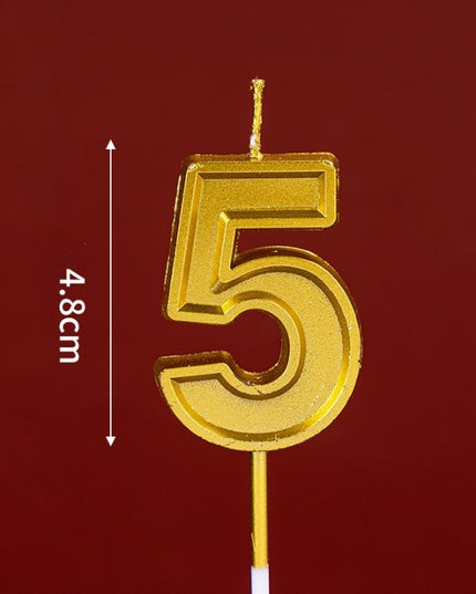Lumanare pentru Tort Cifra 5, 4.8 cm, Aniversare, Aurie