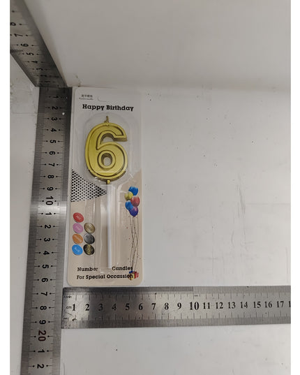 Lumanare pentru Tort Cifra 6, 4.8 cm, Aniversare, Aurie