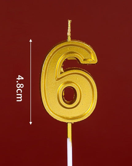 Lumanare pentru Tort Cifra 6, 4.8 cm, Aniversare, Aurie