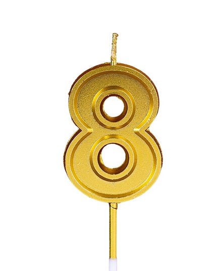Lumanare pentru Tort Cifra 8, 4.8 cm, Aniversare, Aurie