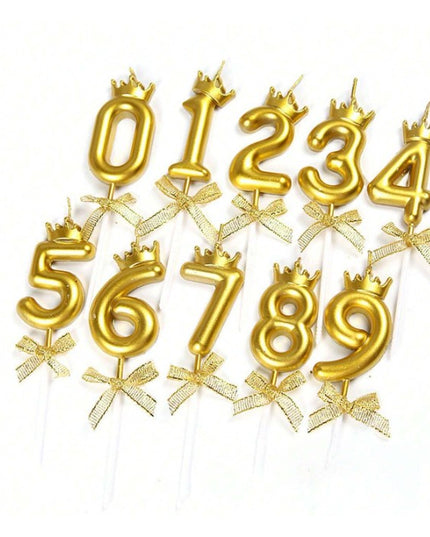 Lumanare pentru Tort Cifra 8, Model Coroana, Gold, Party