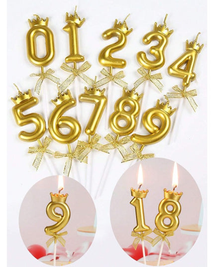 Lumanare pentru Tort Cifra 8, Model Coroana, Gold, Party