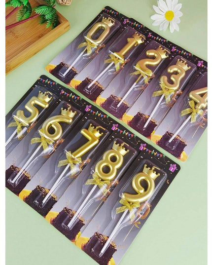 Lumanare pentru Tort Cifra 8, Model Coroana, Gold, Party