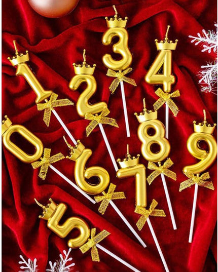 Lumanare pentru Tort Cifra 8, Model Coroana, Gold, Party