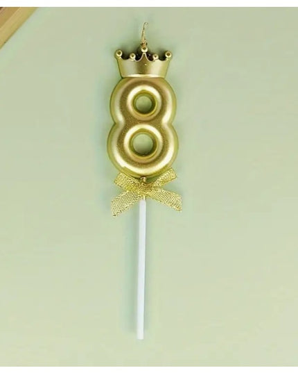 Lumanare pentru Tort Cifra 8, Model Coroana, Gold, Party