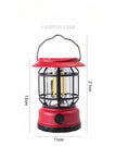 Rosu / Lampa portabila camping, Felinar Vintage, ABS, Iluminare 30 COB LED, Intensitate reglabila, Acumulator inclus, Incarcare Solara si USB, 5W, Flippy, Rosu