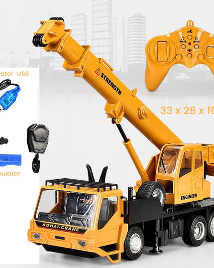 Macara Jucarie pentru Copii, Jucarie Macara cu Telecomanda, Jucarie de Constructie, Acumulator cu Incarcare USB, 33 x 28 x 10 cm