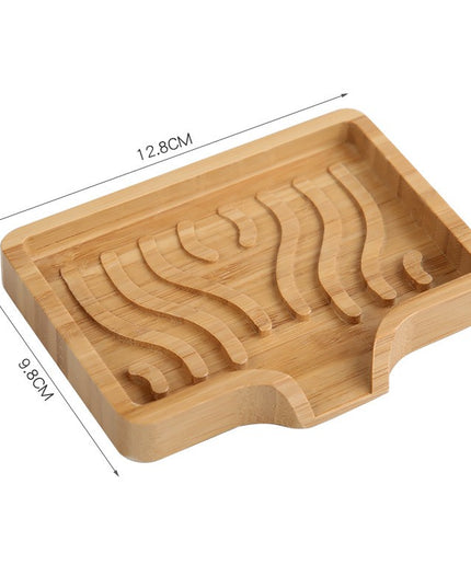 Savoniera din Lemn, Sistem de Scurgere a Apei, 12.8 x 1.6 x 9.8 cm, Natur