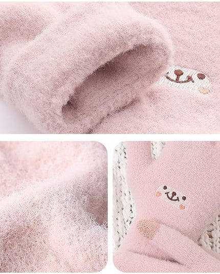 Manusi Dama, Model Fata Zambitoare, Functie Touchscreen (ecran tactil), Material Lana Brodata, Manseta Elastica, Interior Pufos, Marime Universala