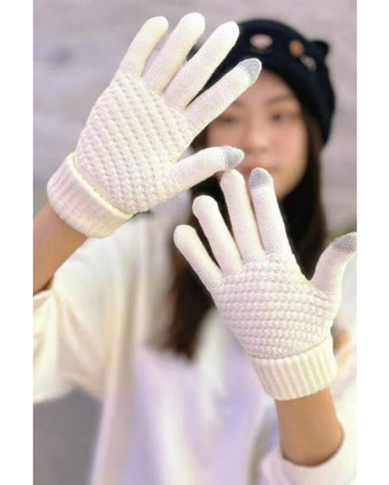 Manusi de Dama, Functie Touchscreen (ecran tactil), Material Acril Tricotat, Manseta Elastica, Interior Catifelat, Marime Universala