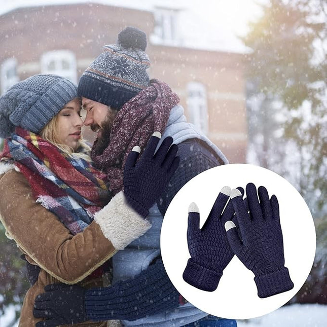 Manusi de Dama, Functie Touchscreen (ecran tactil), Material Acril Tricotat, Manseta Elastica, Interior Catifelat, Marime Universala